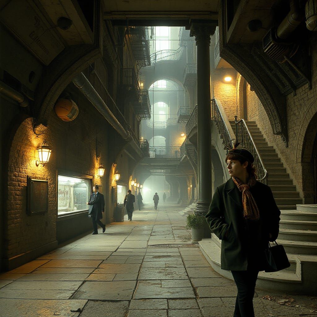 Surreal Underground Metropolis in Photorealistic Fine Art St...