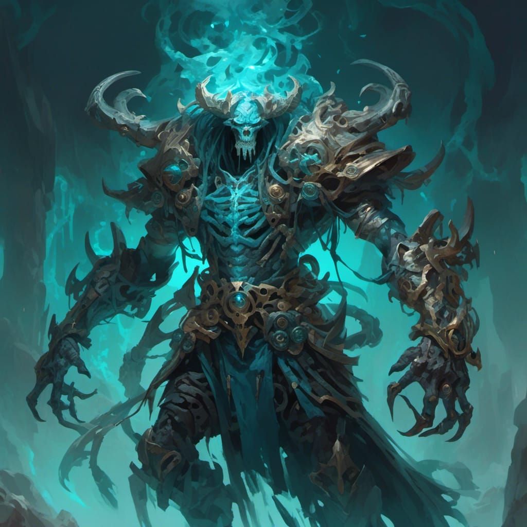 Twisted Steel God with Blue Eyes in Fantasy Art