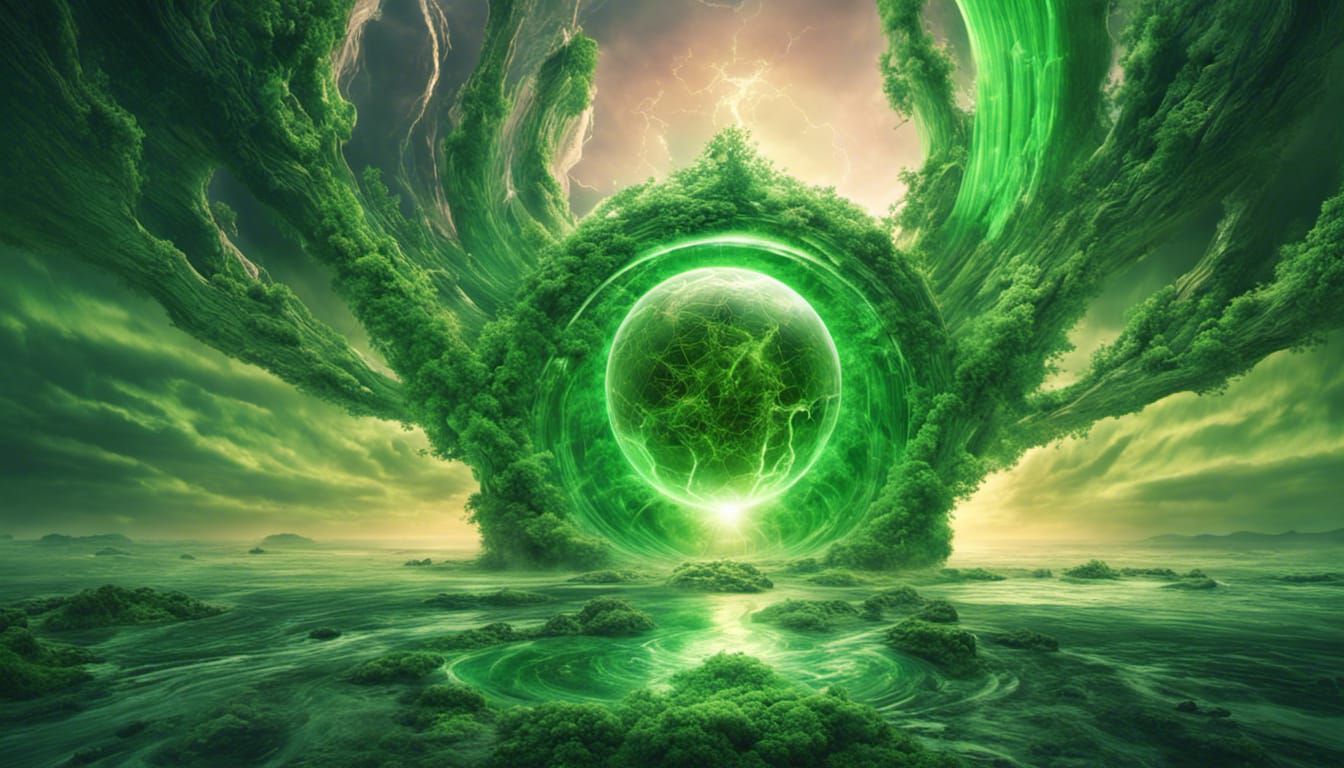 Green Energy Flow: Inner Power in Digital Art