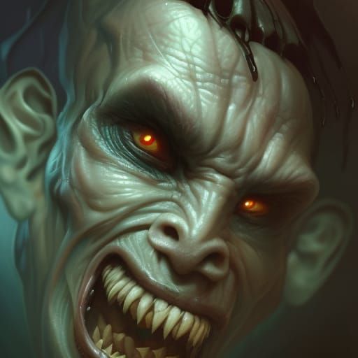 Eldritch Demonic Goblin Portrait in Hyperdetailed Style