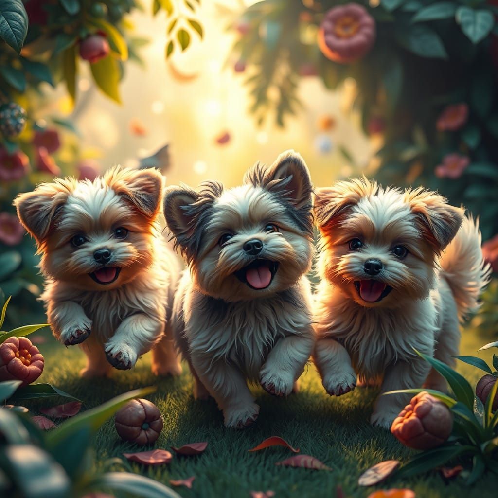 Vibrant Canine Whimsy in Detailed Matte Painting