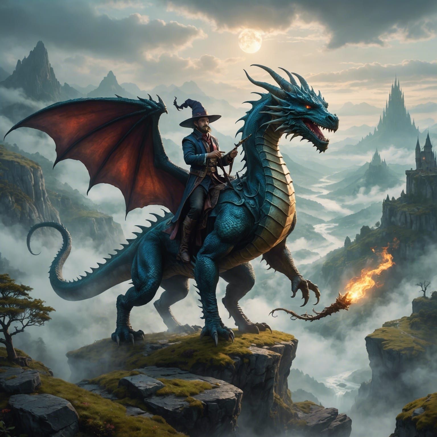 Dragon Magician in Hyper-Magical Landscape