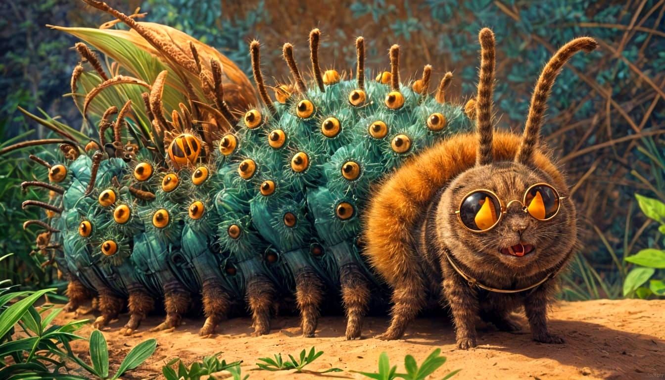 Whimsical Creature Combines Feline and Insect Features
