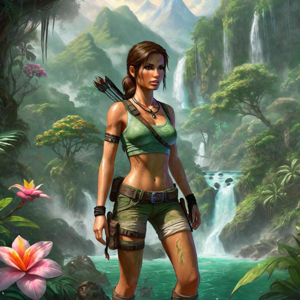 Tomb Raider in Jungle Fantasy Illustration