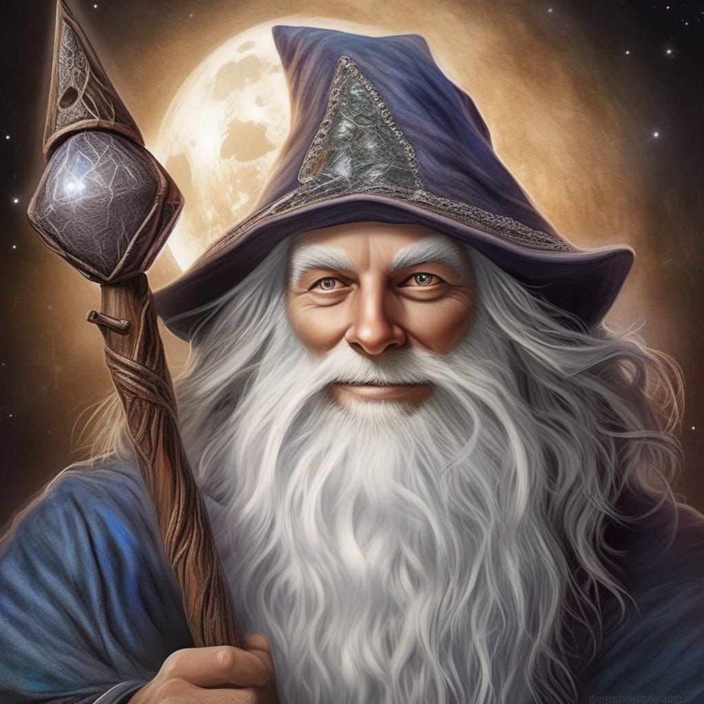 Realistic Merlin Portrait in Dungeons and Dragons Style