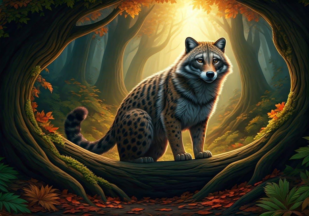 Enchanted Forest: Jaguar-Wolf-Racoon Hybrid