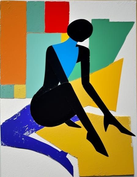 Abstract Woman Figure in Vivid Colors, Impasto Style