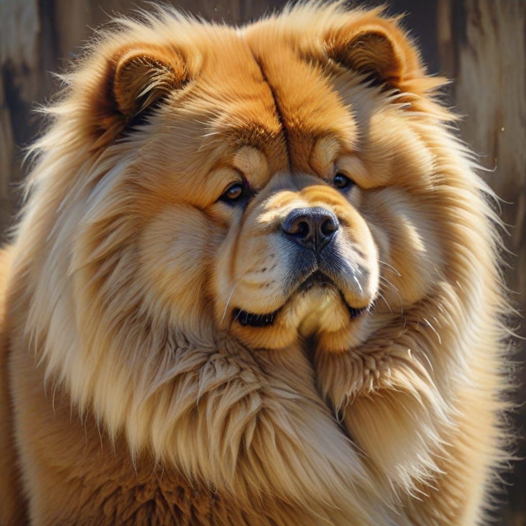 Vintage-Style Chow Chow Portrayal in Rough Brushstrokes