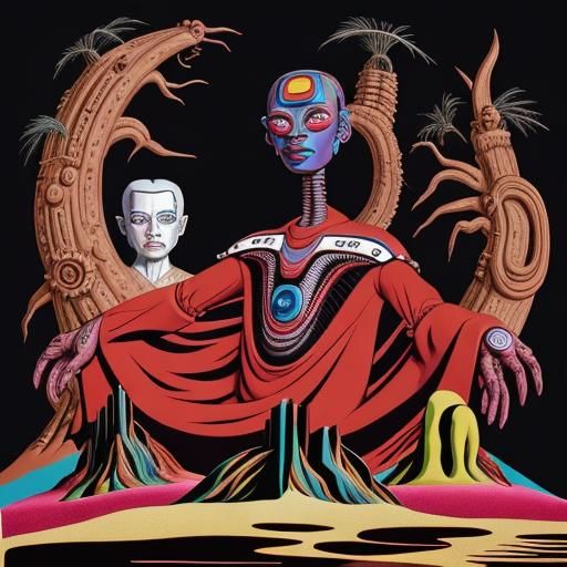 Abstract Man on Hill: Surrealist Alien Voodoo