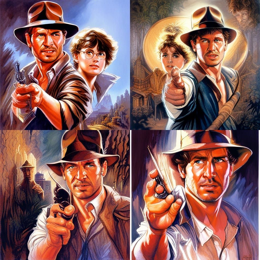Indiana Jones and Harry Potter: 1980s Movie Poster