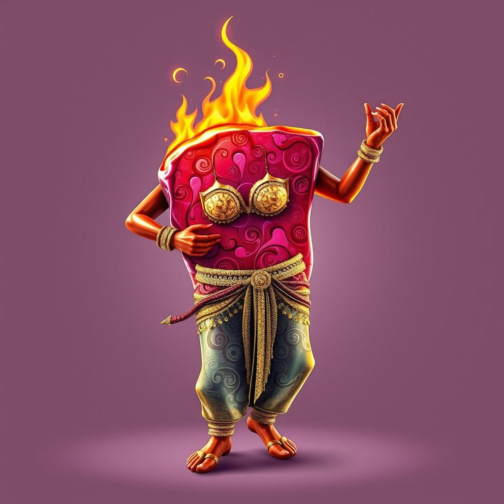 Steak Dances in Vibrant, Futuristic Belly Dancing Costume