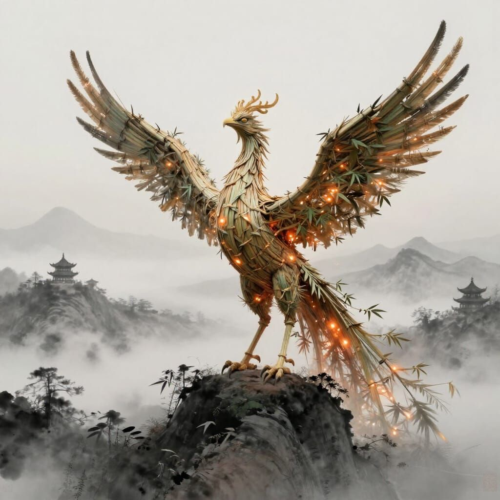 Majestic Bamboo Phoenix Takes Flight