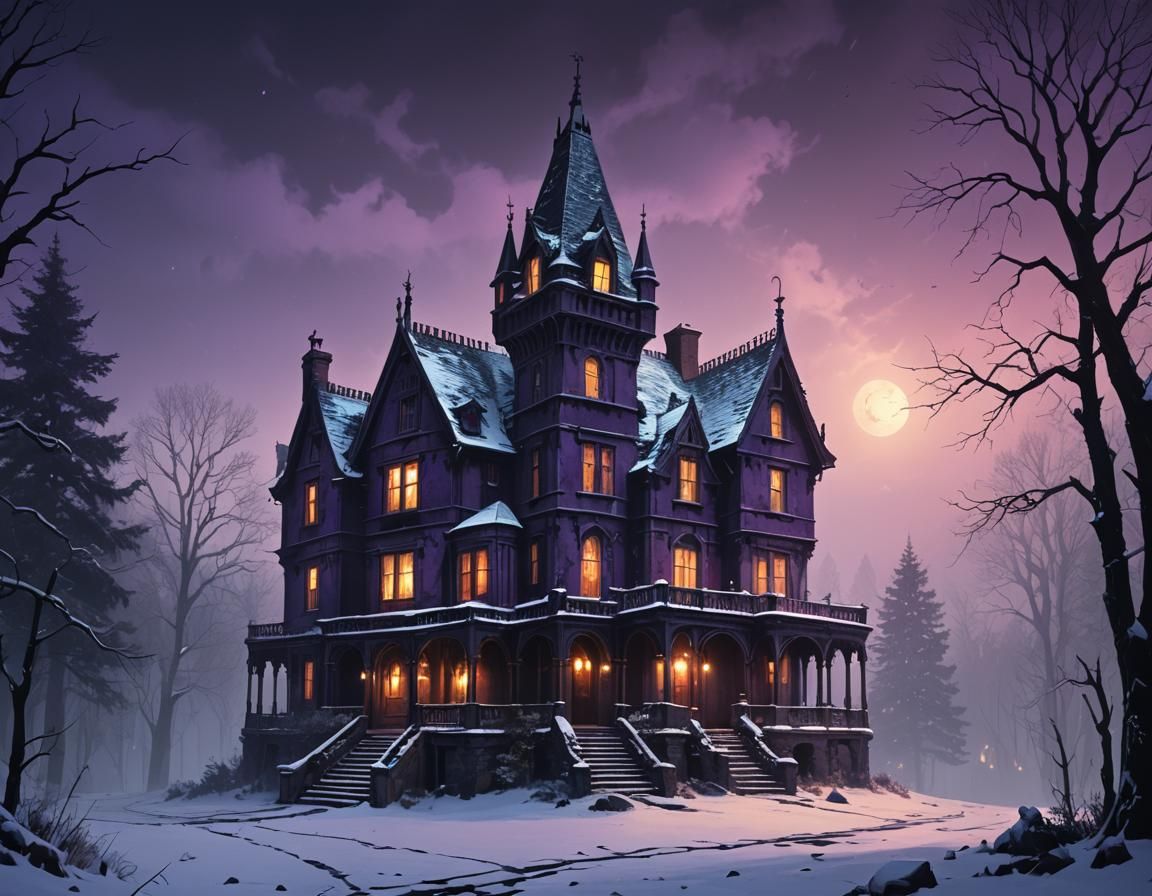 Gothic Mansion Concept Art in Dark Fantasy Style