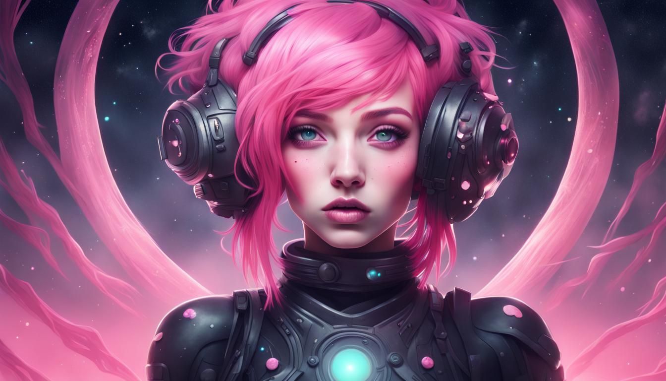 Enchanting Galactic Artist Girl Portrait