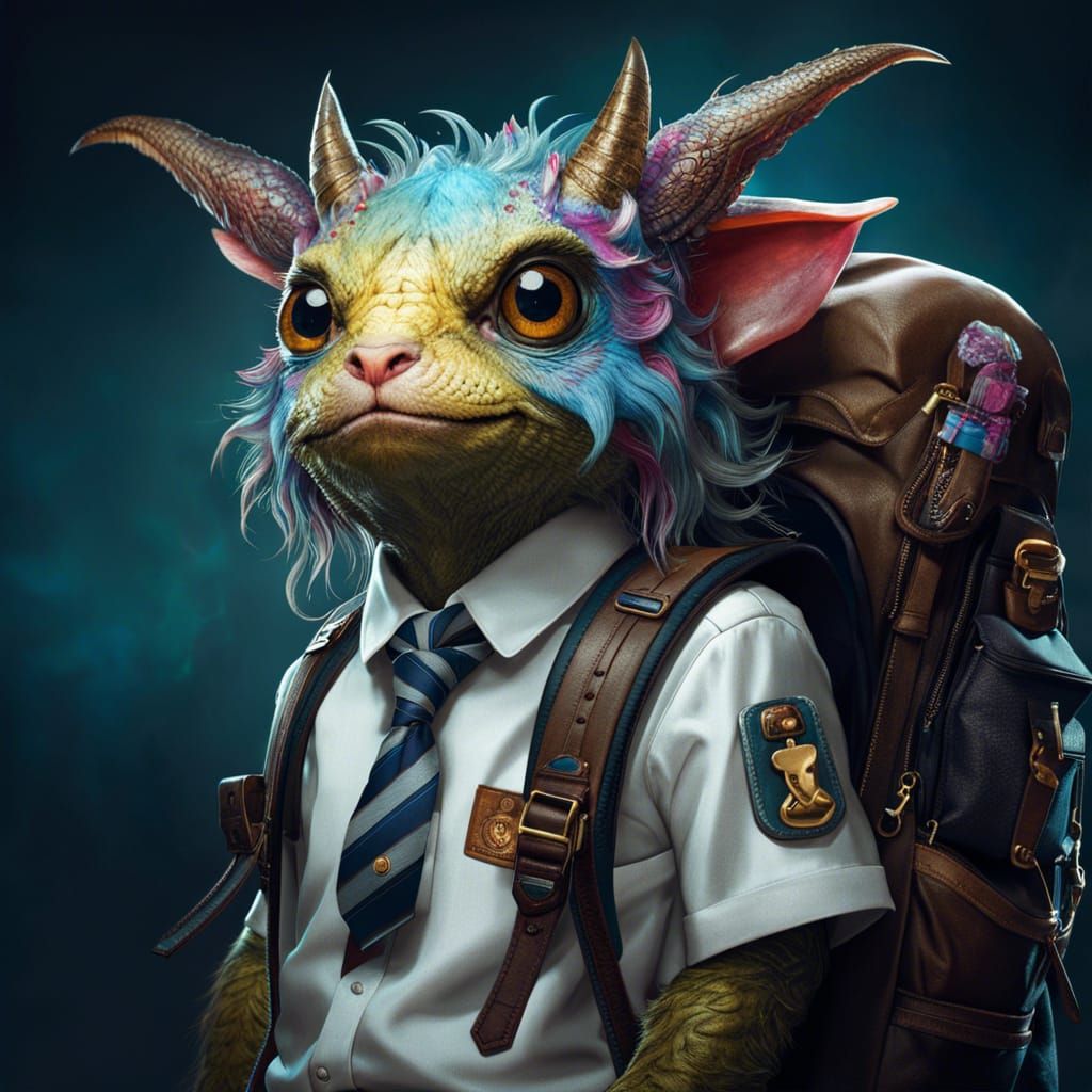 Cute Monster in School Uniform: Fantasycore Art