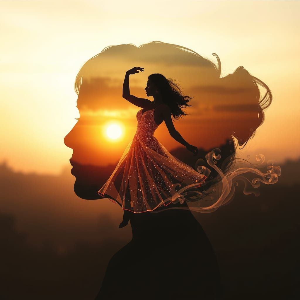 Double Exposure: Stardust Dancer at Sunset