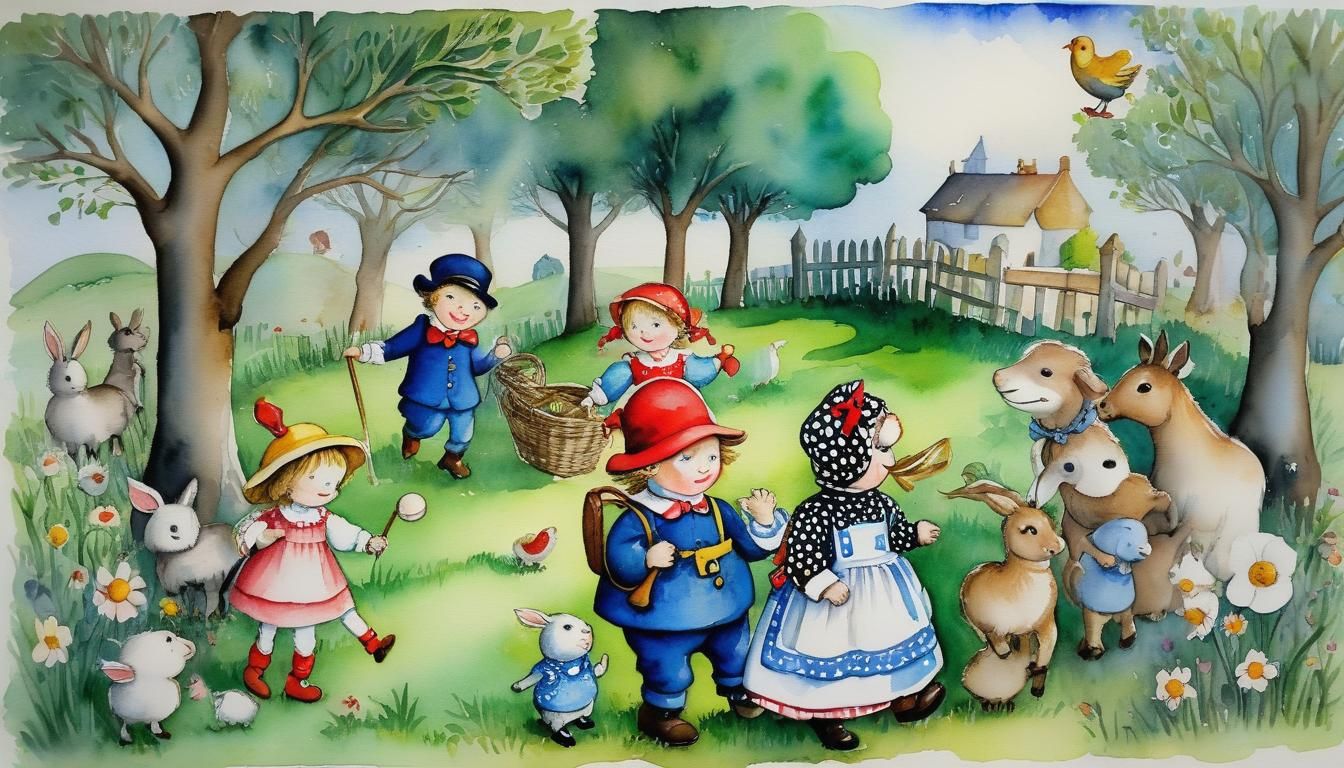 Detailed Watercolour Nursery Rhyme Illustration