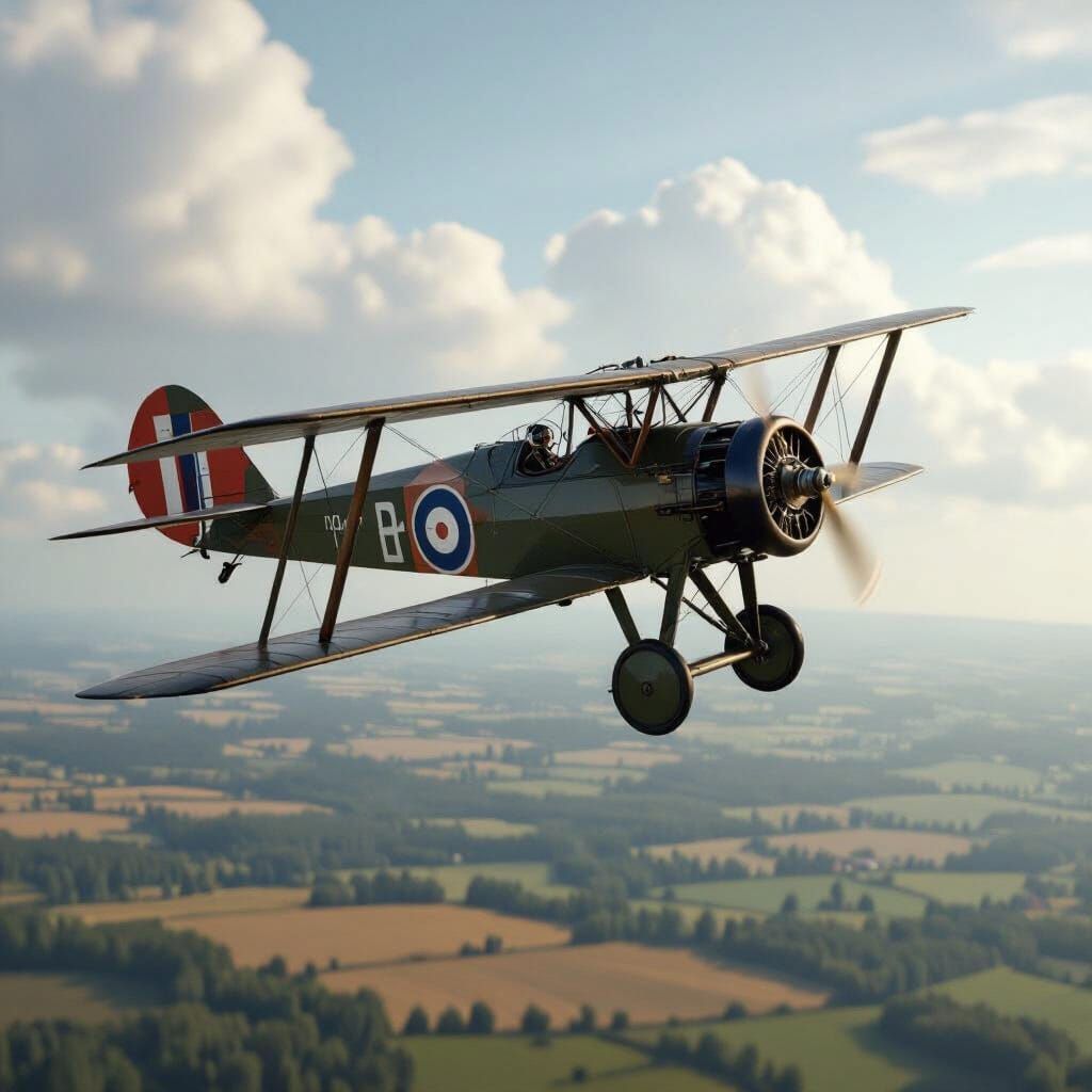 WWI Sopwith Camel Over French Countryside - Epic Digital Mat...