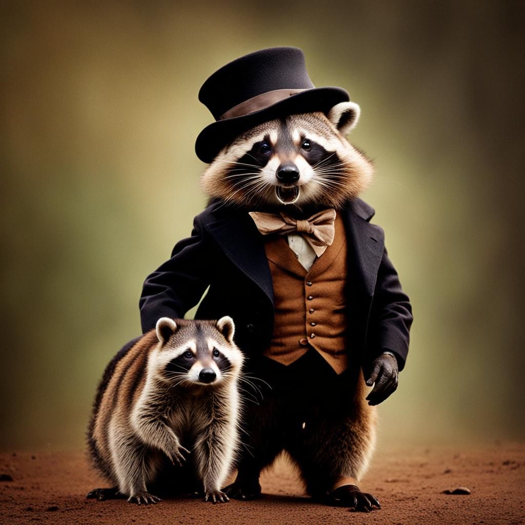 Raccoon Dandy and Hobo Groundhog in Photograph