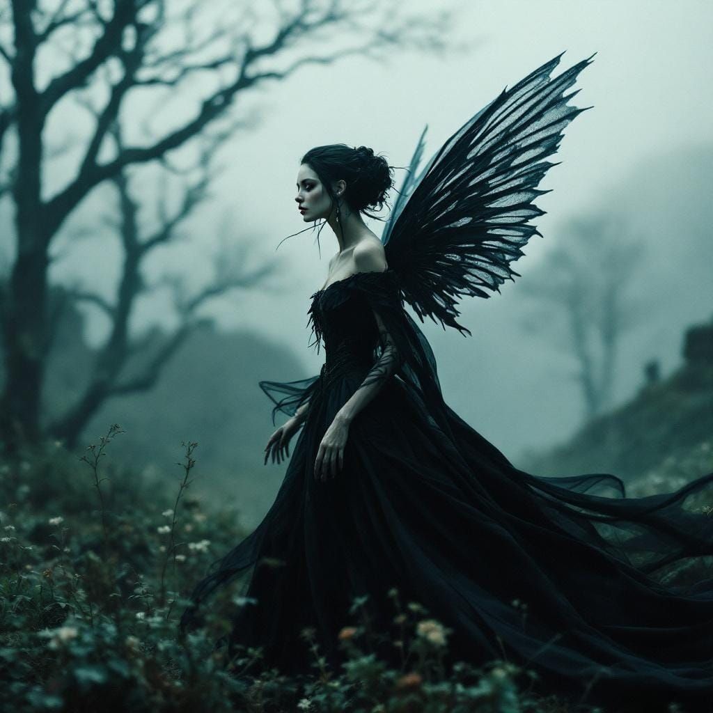Ethereal Fairy Grim Reaper in Moody Cinematic Style
