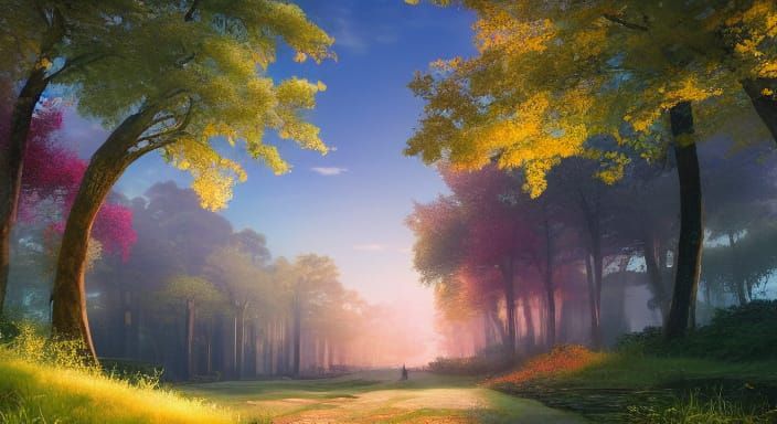 Vibrant Autumn Leaves in Ethereal Fantasy
