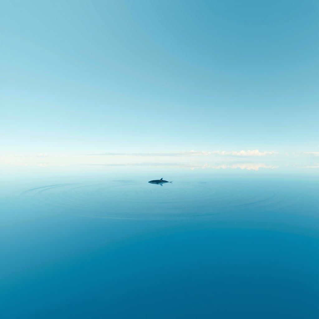 Calm Sea Aerial Photograph with Bioluminescent Whale
