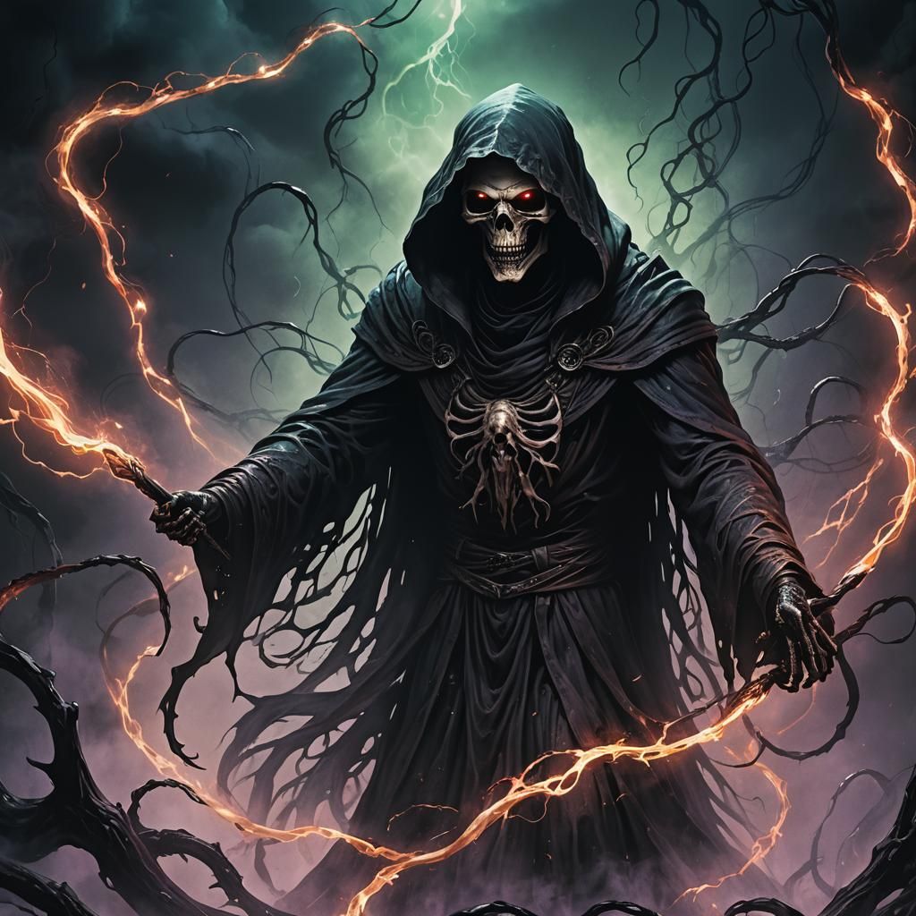 Eldritch Grim Reaper in Anime-Inspired Dark Fantasy