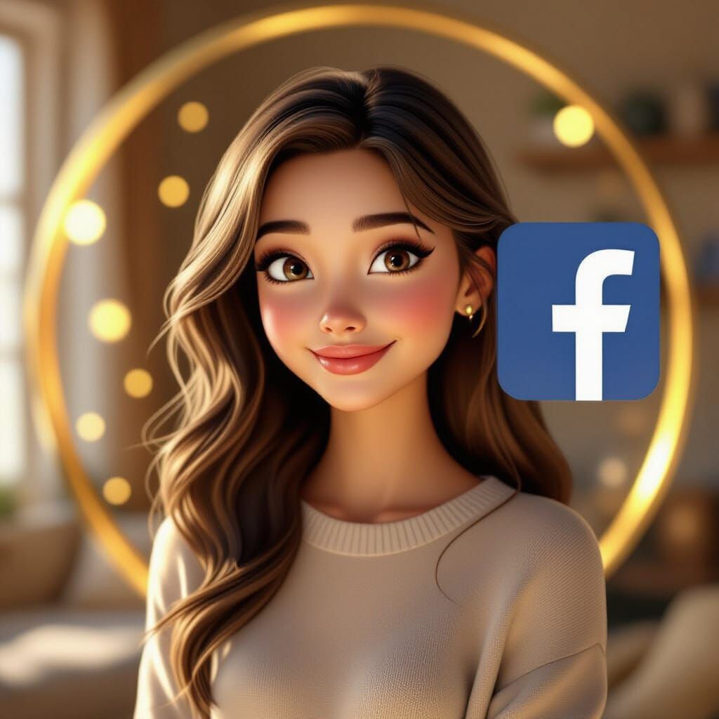 Elegant Woman in Golden Digital World - Pixar Style