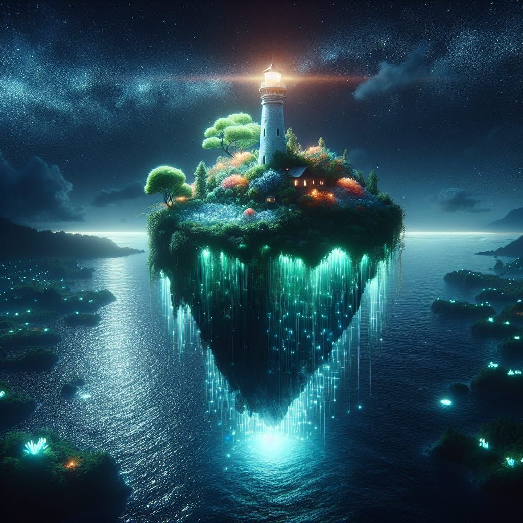 Floating Island Lighthouse Fantasy Concept Art