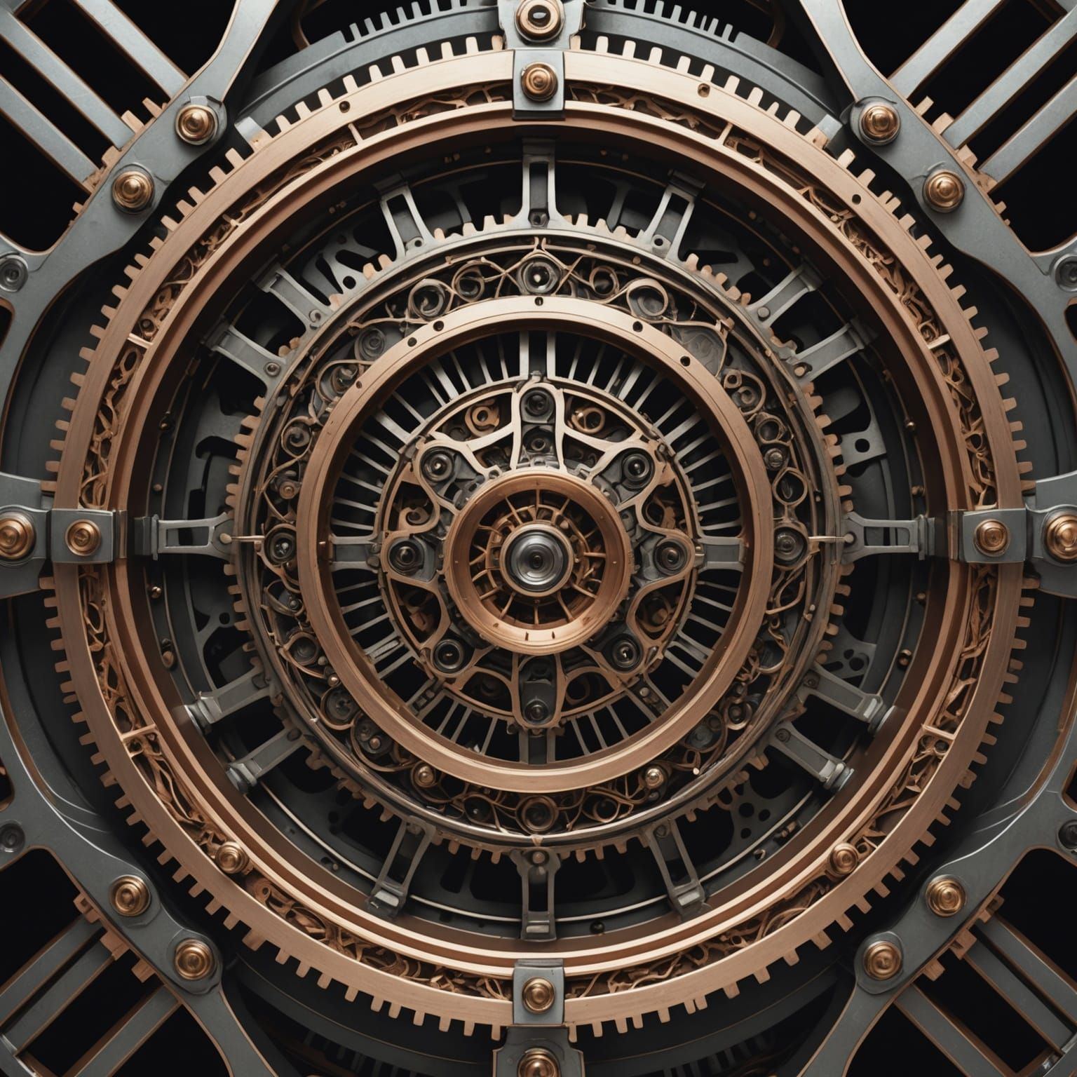 Intricate Fractal Metallic Mechanism in Photorealistic Style