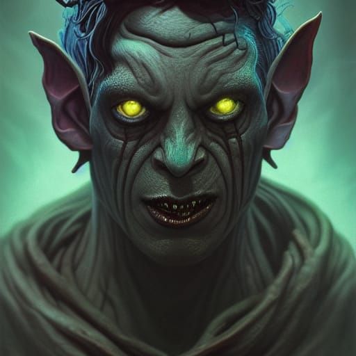 Cyclops Drow Portrait in Biopunk Virtual Horror Style