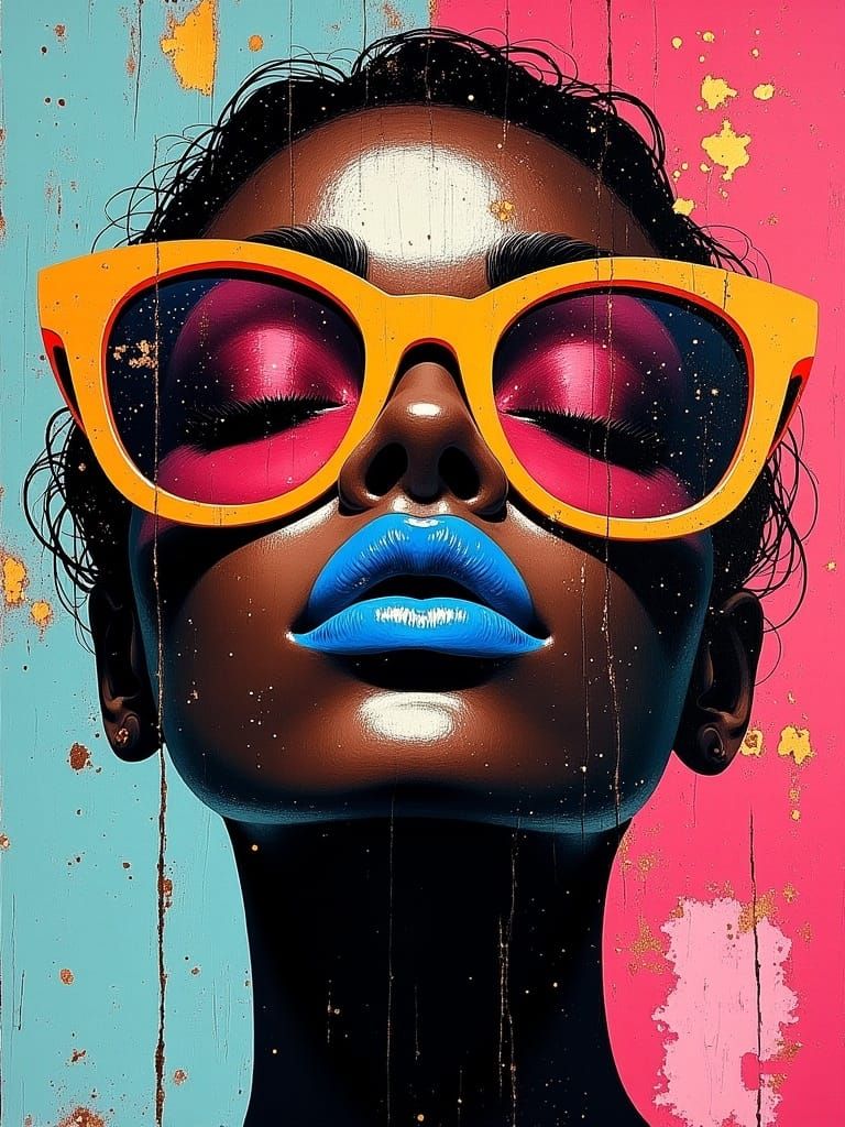 Abstract Graphic Portrait in Bold Color-Block Aesthetic