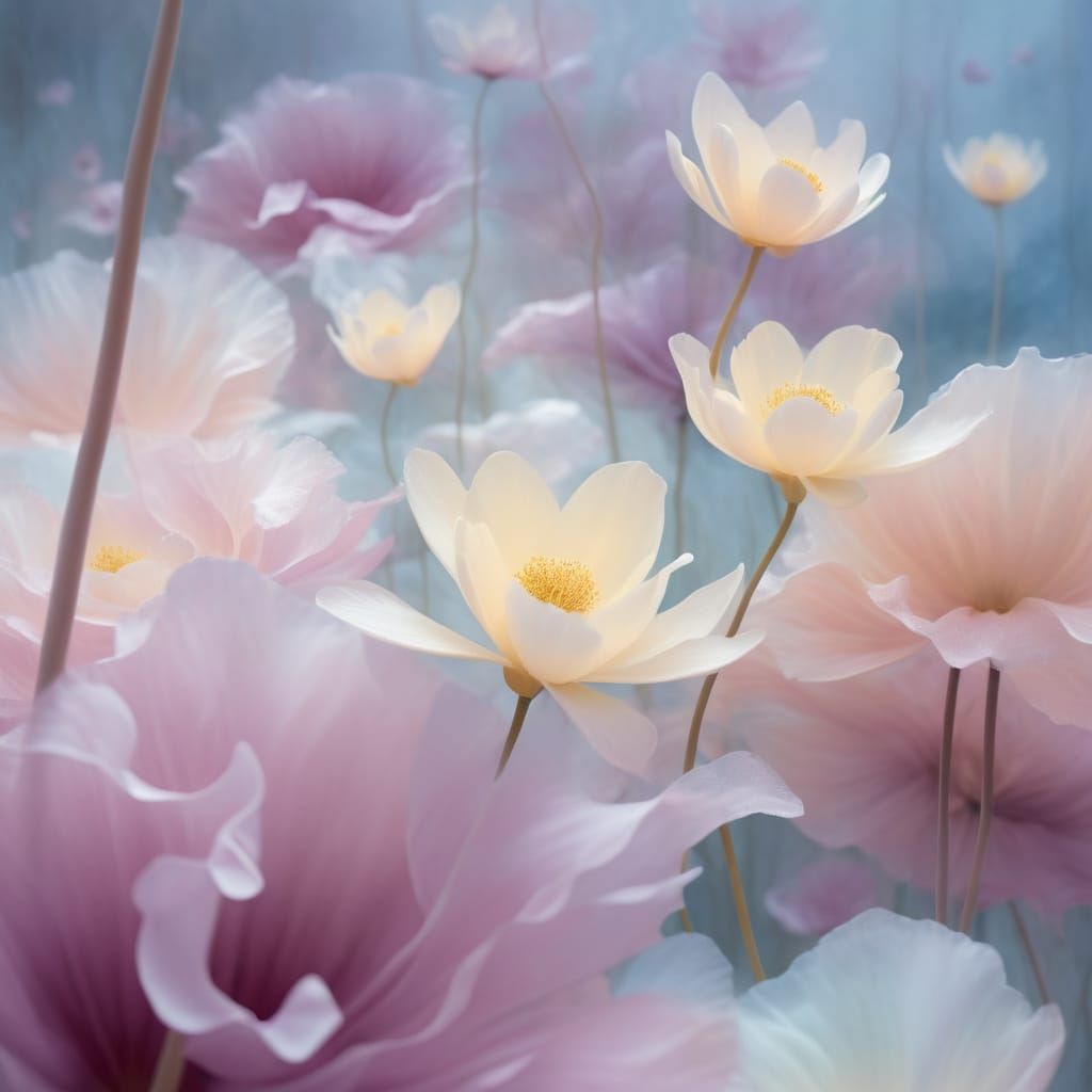 Mystical Celestial Blooms in Ethereal Color Fields