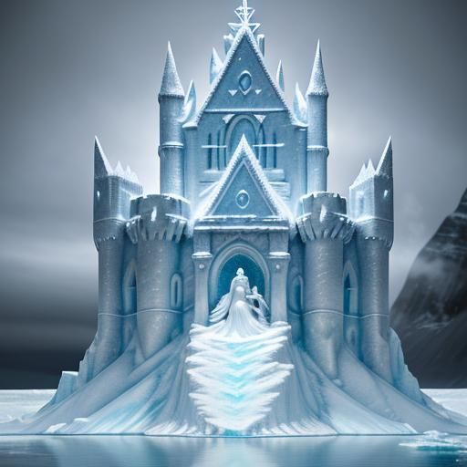 Icy Sculpture of Antarctic Queen in Castle