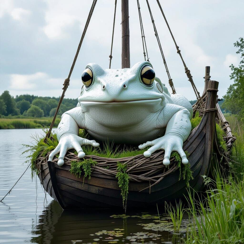 Giant Gleaming Frog in Viking Longship Nest