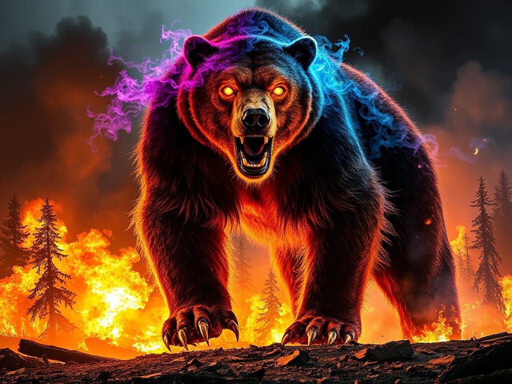 Cyberpunk Apocalypse: Infernal Grizzly Bear Rises ... - AI Art