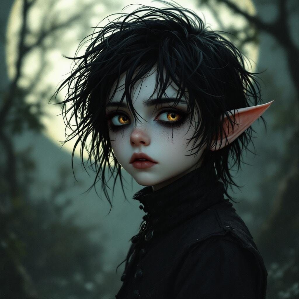 Goth Elf in Dark Romantic Style