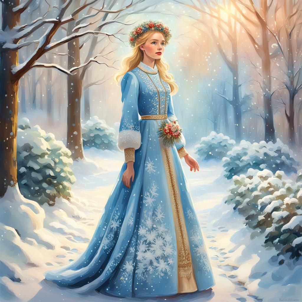 Russian Model in Winter Wonderland Digital Painting