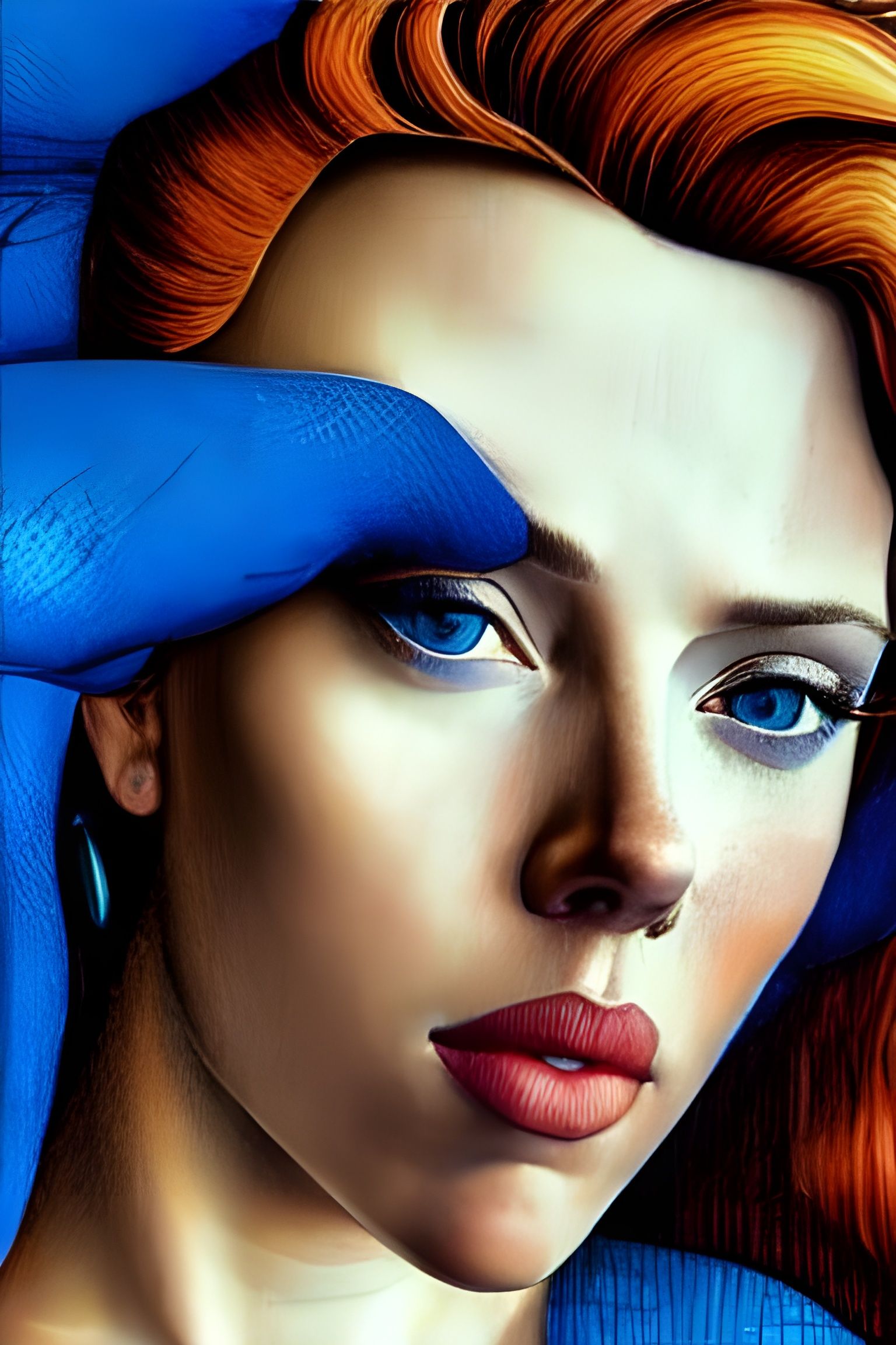 Botticelli-esque Portrait of a Woman in Cityscape