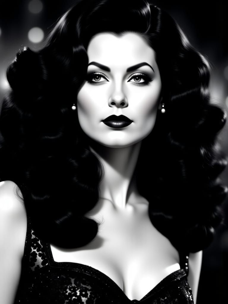Femme Fatale Portrait in Dramatic Black and White Style