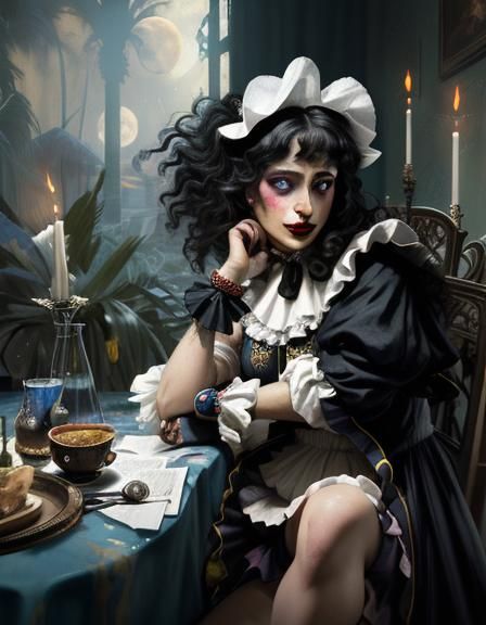 Pierrot in Moonlight: Hyperrealistic Watercolor Portrait