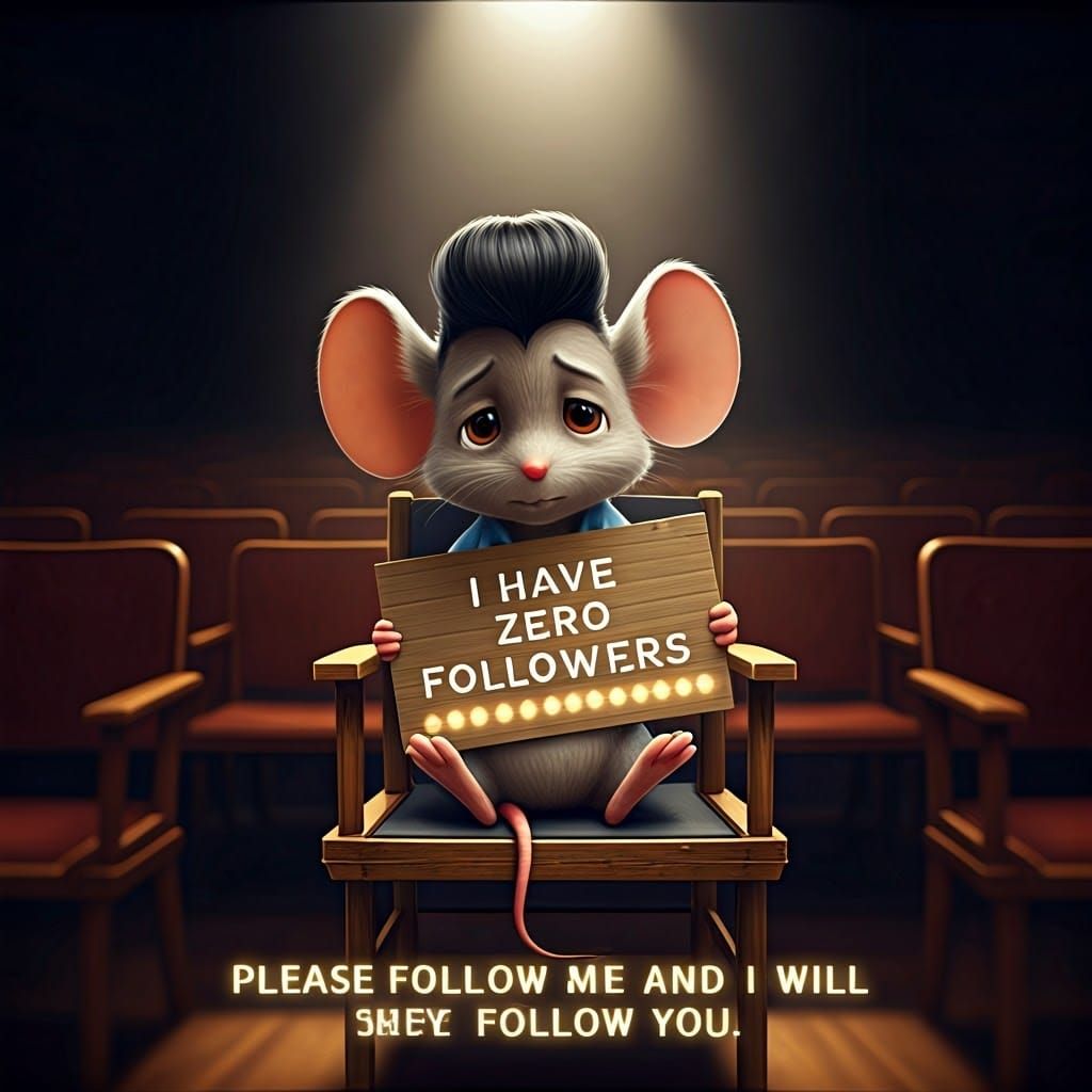 Cute 3D Pixar-Style Baby Mouse Seeks Connection in Dimly Lit...