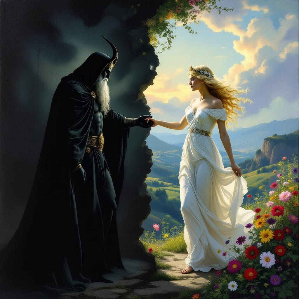 Hades Grabs Persephone: A Greek Mythology Painting