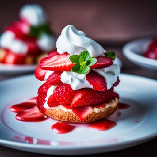 Delicious Strawberry Shortcake in Watercolor Style