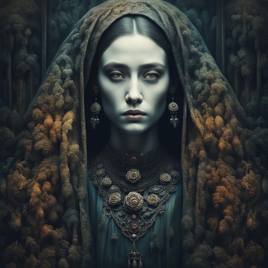 Mourning Woman Portrait in Sultantitness Style