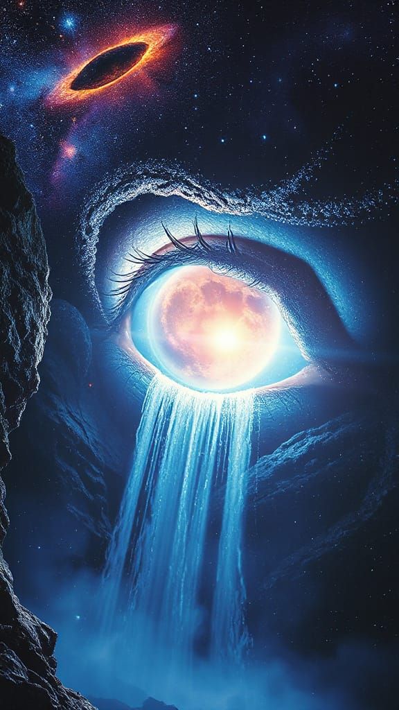 Cosmic Eye Planet Waterfall by Pablo Amaringo