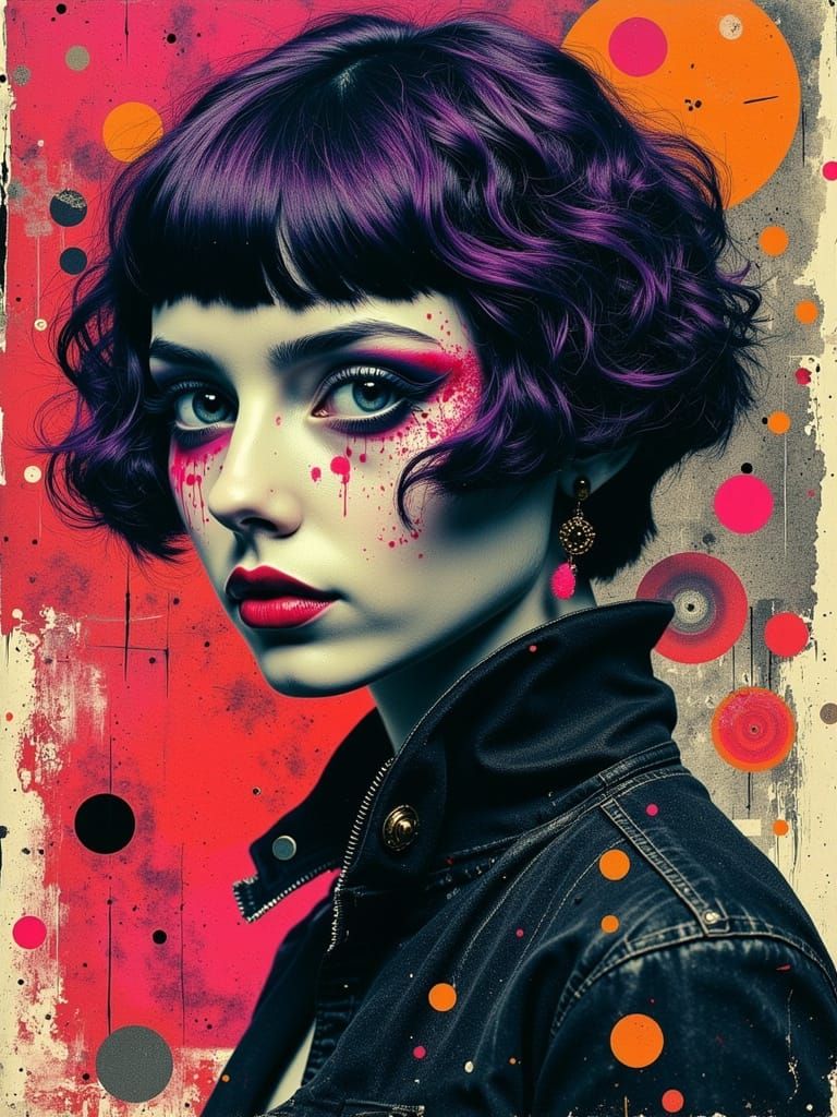 Gothic Abstract Portrait with Zentangle Swirls