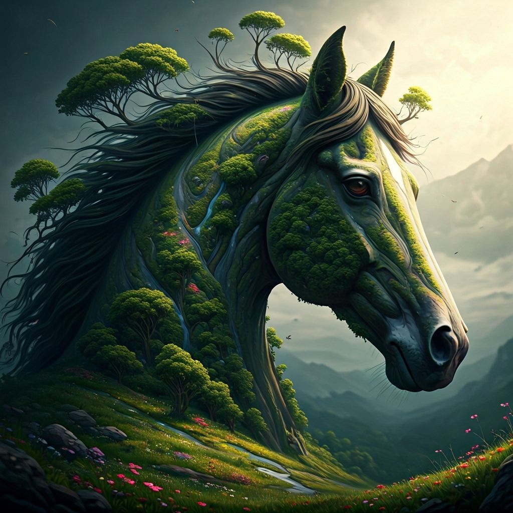 Horse Head Landscape Fantasy Art