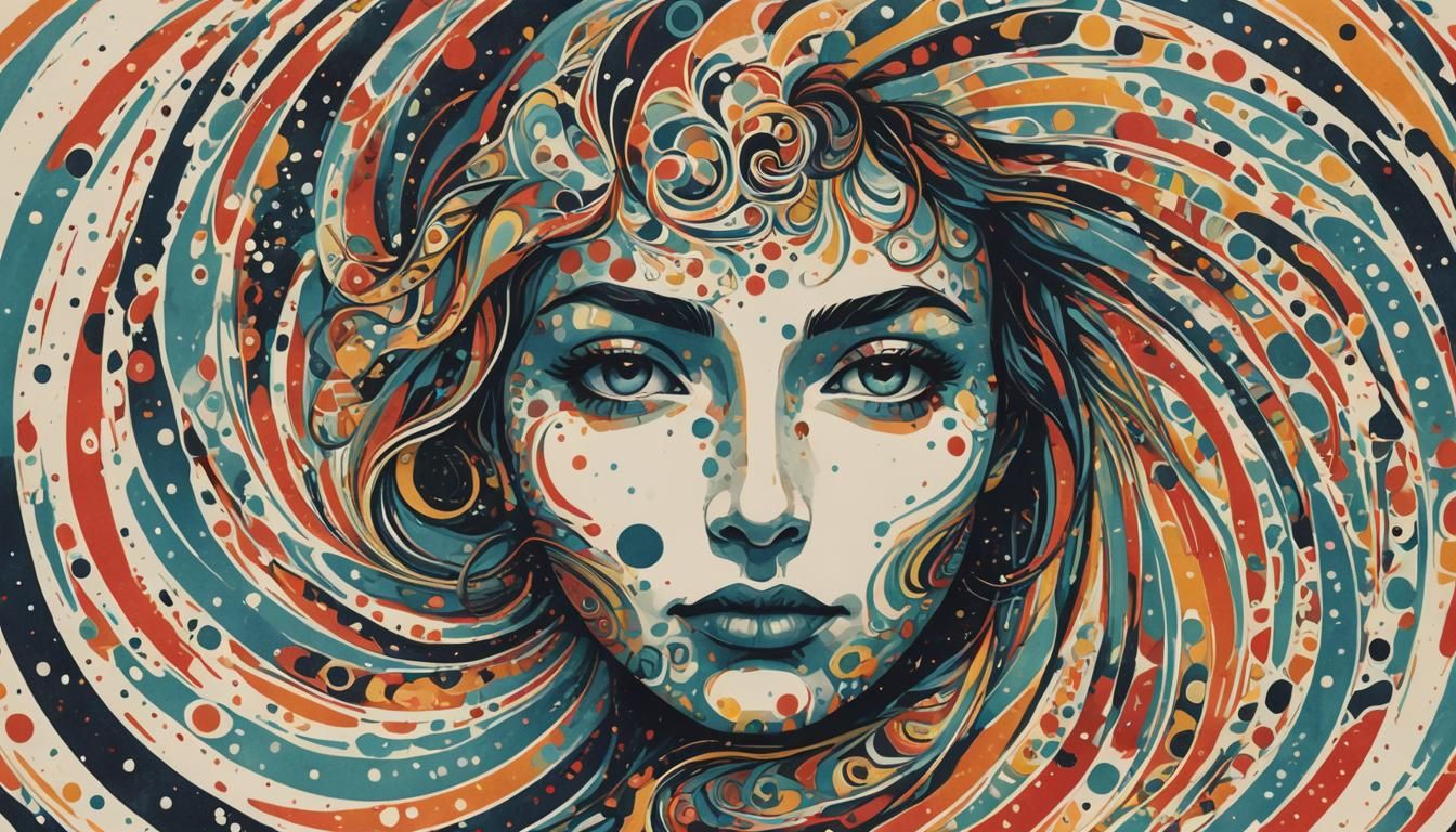 Minimalist Ink Poster: Face in Swirling Patterns