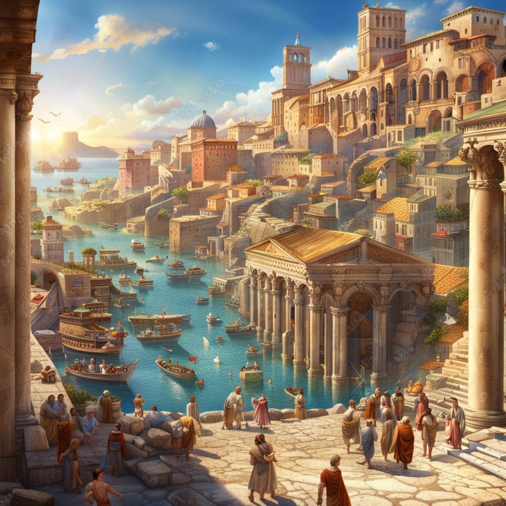 Vivid Roman City with Byzantine Architecture